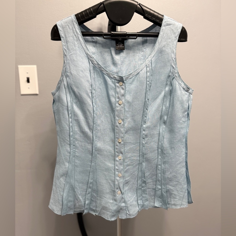 Autograph 100% Linen  Blue Sleeveless Blouse
